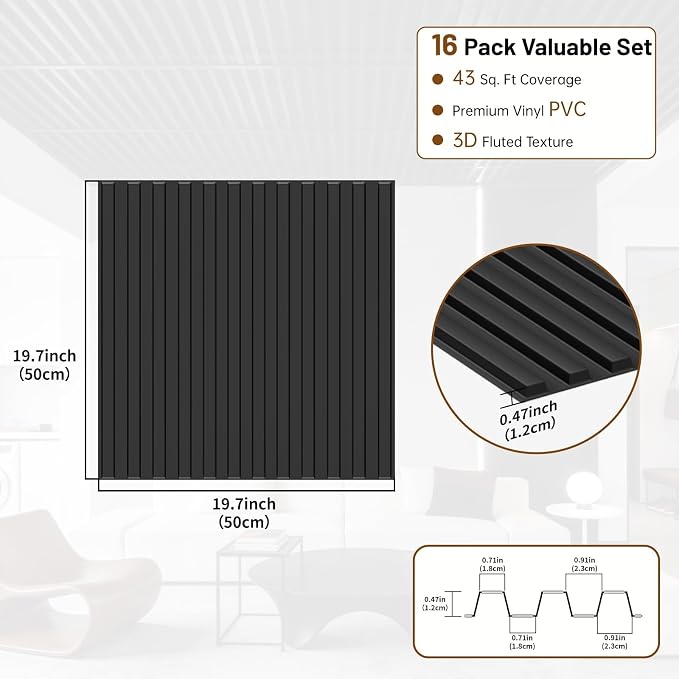 RITOLLO 16-Pack PVC Slat Wall Panels - Image 2
