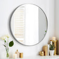 SCWF-GZ 24" Round Mirror Circle Wall Mounted Hanging or Against Wall Aluminum by SCWF-GZ