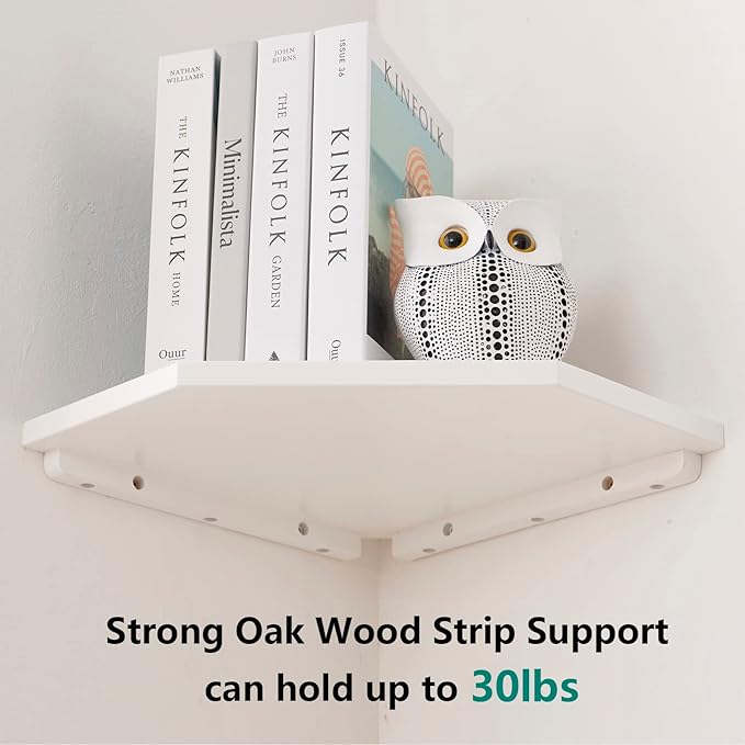 Corner Floating Shelves, Solid Oak Wood Floating Shelves Wall Mount Shelf - Image 4