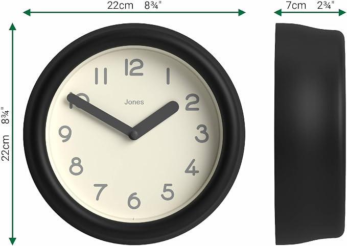 JONES CLOCKS® Fuze wall Clock | Small Round Clock | Black | Playful Modern - Image 3