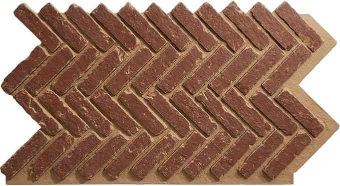 EverStone Herringbone Faux Brick Panel, 46 1/2"W x 25 1/4"H x 1"D, Cabernet by EkenaMillwork