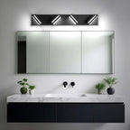 Modern LED Bathroom Lights Fixtures 4-Light, Metal Black Acrylic Wall Lighting - Image 6