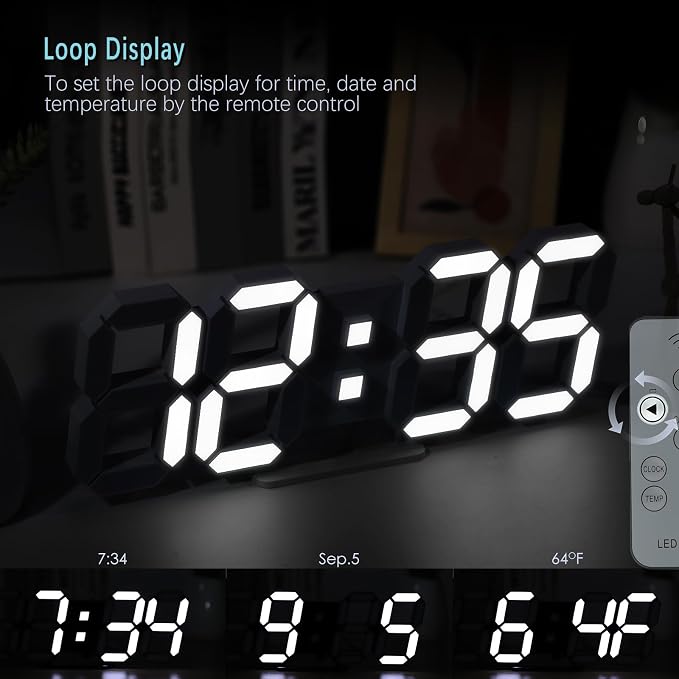 KOSUMOSU Wall Clock 15" 3D LED Digital Clock - Image 6