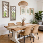Set of 2 13x30 Inch Large Brown Shatterproof Carved Floral Wood Frame Wall - Image 3
