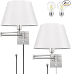 TRLIFE Dimmable Wall Sconce Plug in, Brushed Nickel Wall Sconces Set of Two by TRLIFE