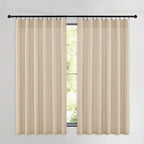 NICETOWN Beige Velvet Curtains 63 inches 2 Panels Set, Thermal Insulated Heavy - Image 2
