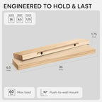 Homeforia 36 inch Natural Floating Shelf, High End Solid Real Wood 36inch Small - Image 2