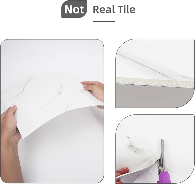 Vieshful 10pcs Peel and Stick Backsplash Tile，12"x12" Self Adhesive Marble Tile - Image 9