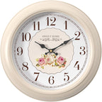 Abdurey Sweet French Rose Style Wall Clock, Battery Operated Silent, Creamy by Abdurey