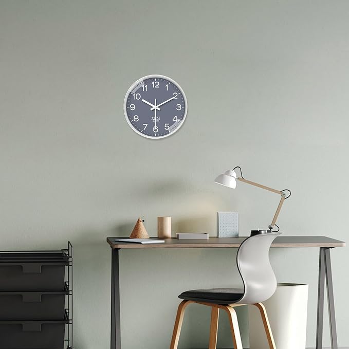XNM Small Grey Minimalist Wall Clocks Battery Operated 8 Inch Classic Analog - Image 4