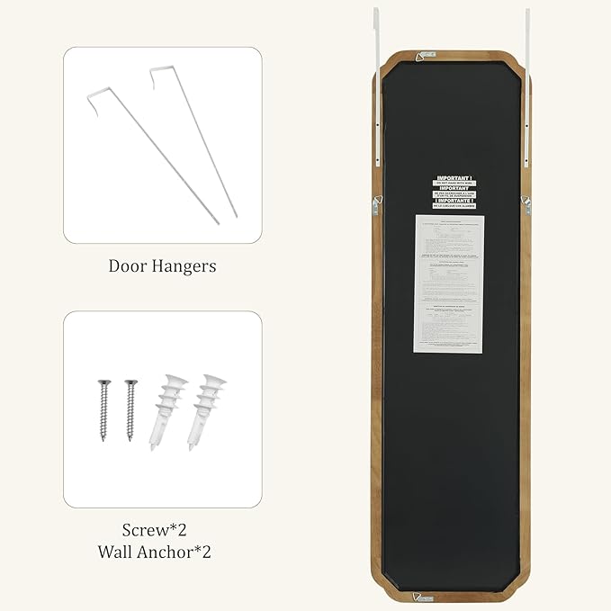 WallBeyond Full Length Door Mirror 14" x 48", Wood Frame Over-the-Door Mirror - Image 8