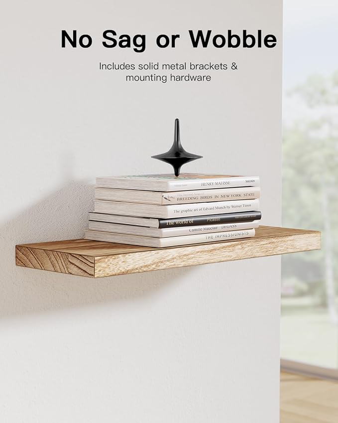 Amada Homefurnishing Floating Shelves, Paulownia Wood Wall Shelves - Image 4