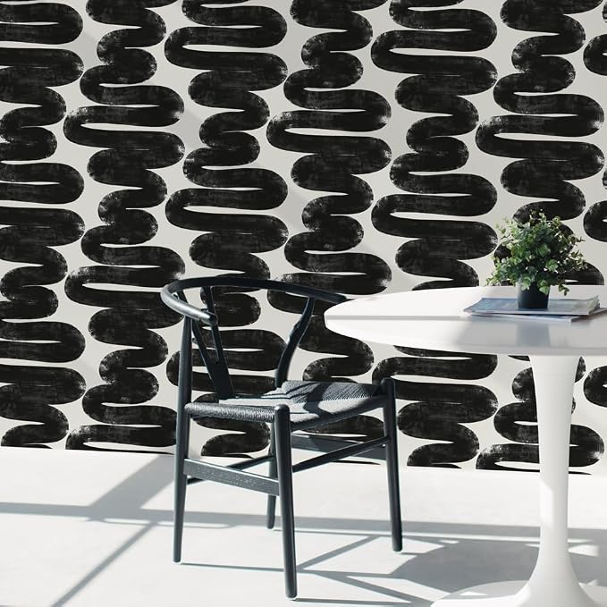 Tempaper x Bobby Berk White & Black Wiggle Room Removable Peel and Stick - Image 9