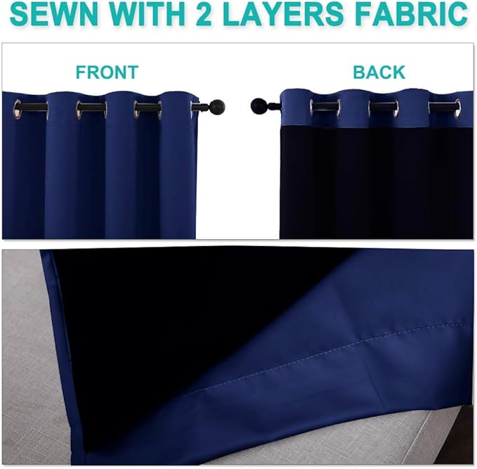 NICETOWN 100% Blackout Window Curtain Panels, Royal Blue, 2 Pieces, 42-inch - Image 5