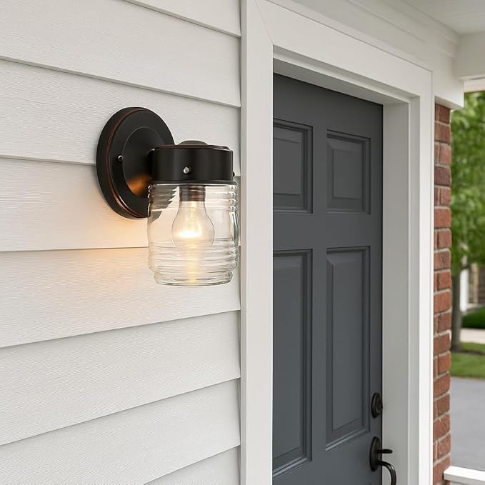 Design House Jelly Jar 1 Light Wall Light, Oil Rubbed Bronze, Outdoor Downlight - Image 4