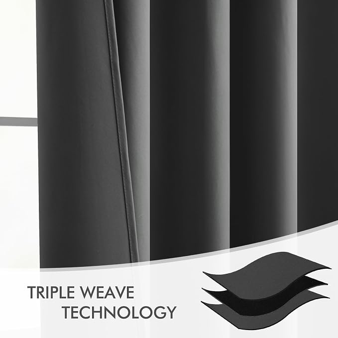 MIULEE Back Tab Grey Blackout Curtains 96 Inch Long 2 Panels Set - Image 7