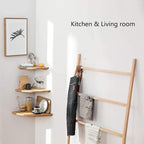 Corner Shelf, 7inch Solid Oak Wood Floating Corner Shelf Wall Mount Round End - Image 8