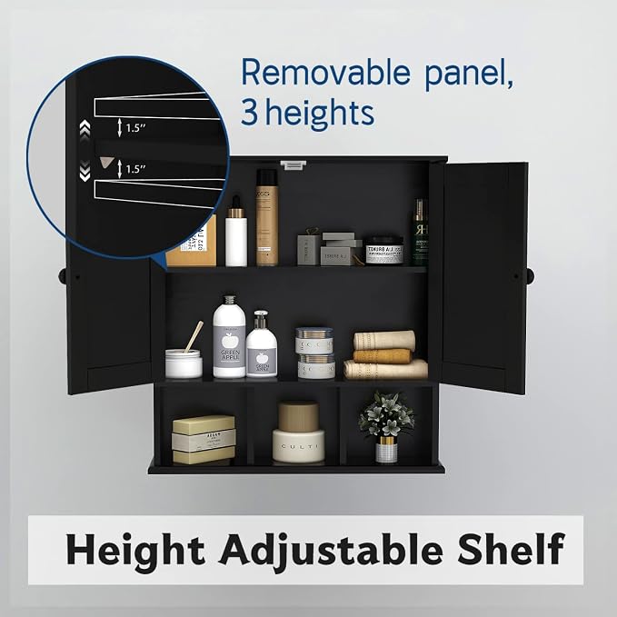 TaoHFE Black Bathroom over the Toilet Storage Cabinet, Wall Medicine Cabinet - Image 7