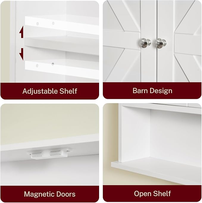 TEENFON Bathroom Wall Cabinet, Bathroom Cabinet - Image 6