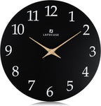Lafocuse 12 Inch Wooden Black Wall Clock Battery Operated Silent Non-Ticking by VisiteLafocuse