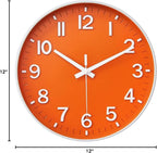 HZDHCLH Wall Clocks Battery Operated, Wall Clock Orange, 12 inch Wall Clock - Image 10