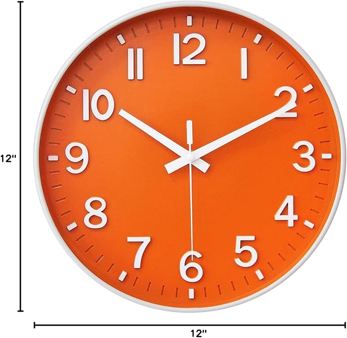 HZDHCLH Wall Clocks Battery Operated, Wall Clock Orange, 12 inch Wall Clock - Image 10
