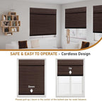 SEEYE Cordless Bamboo Roman Shades, Roll Up Blind Privacy Shade - Image 3