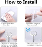 JINSHUNFA Adhesive Wall Hooks 13LB Heavy Duty No Drill Transparent Waterproof - Image 6