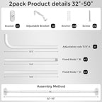 2 Pack Curtain Rods 32-46 Inch, 1 Inch Adjustable Heavy Duty Room Darkening - Image 7
