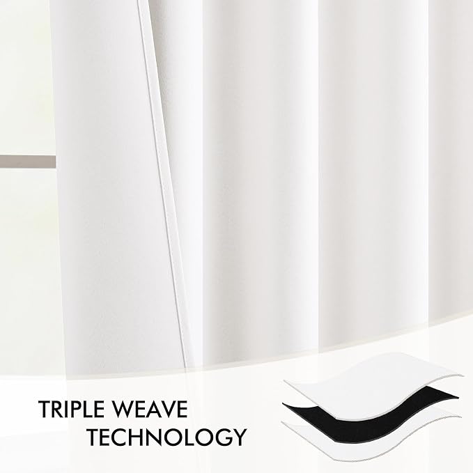MIULEE Pure White Back Tab Light Blocking Curtains 63 Inch Length 2 Panels Set - Image 7