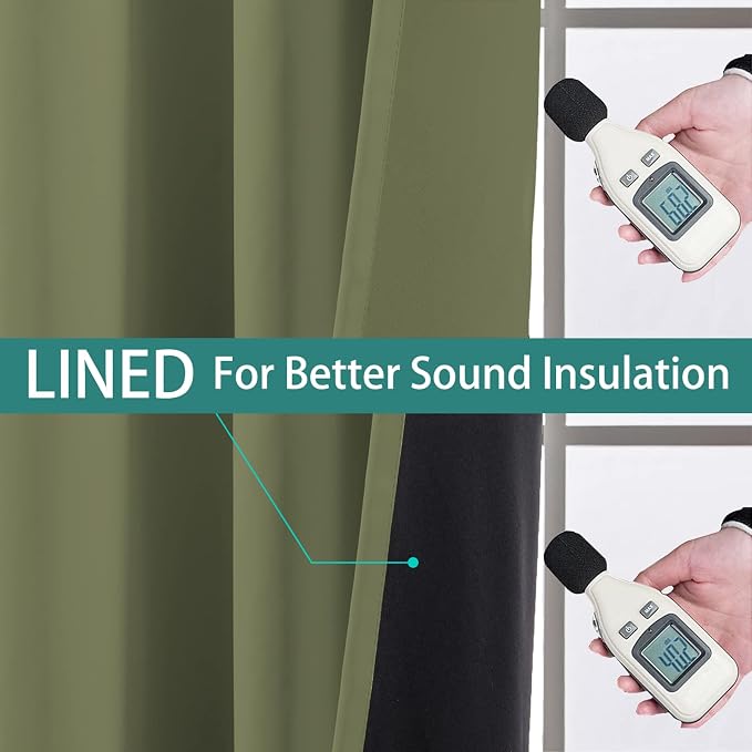 Yakamok 100% Blackout Curtains, Noise Reduction and Privacy Curtains - Image 4