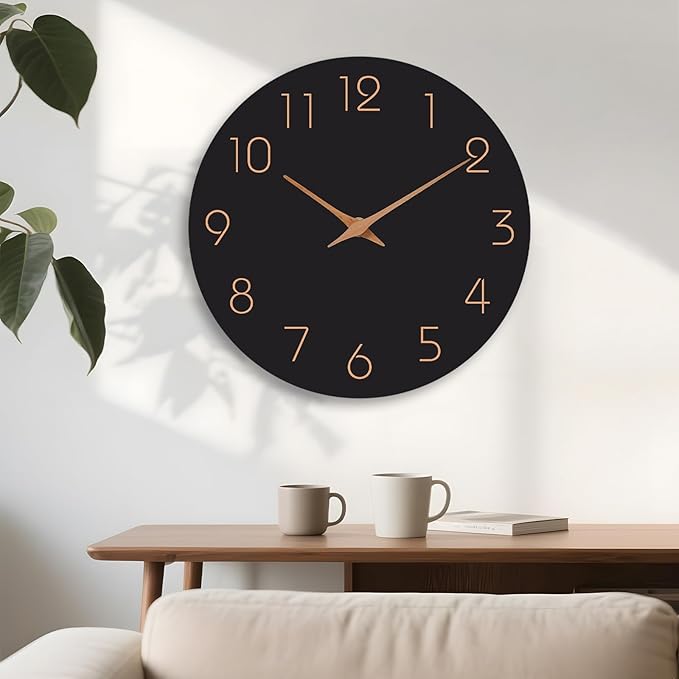 Mosewa Large Wall Clock 18 Inch Black Battery Operated Silent Non Ticking - Image 6