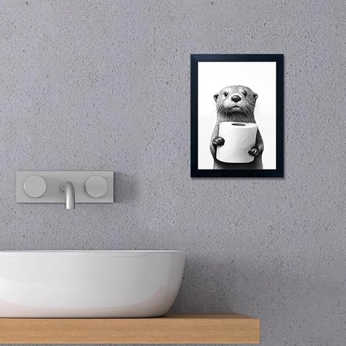 Funny Bathroom Wall Decor Framed Black and White Bathroom Wall Art Toilet Paper - Image 7