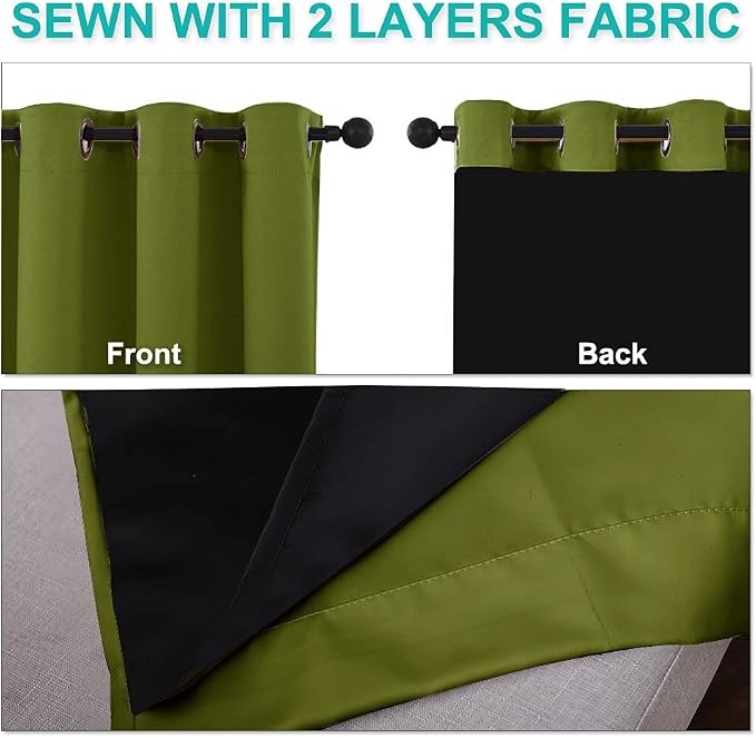 NICETOWN 100% Blackout Curtain Panels, Thermal Insulated Black Liner Curtains - Image 5