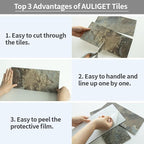 AULIGET 20-Piece Beige & Brown Slate Peel and Stick Backsplash Wall Tiles - Image 6