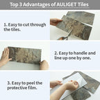 AULIGET 2-Piece Beige & Brown Slate Peel and Stick Backsplash Wall Tiles - Image 6