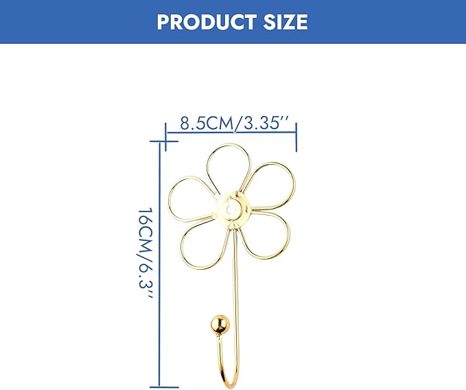 4 Pcs Heavy Duty Decorative Wall Hooks, Creative Flower Shaped Wall Mounted Hook - Image 2