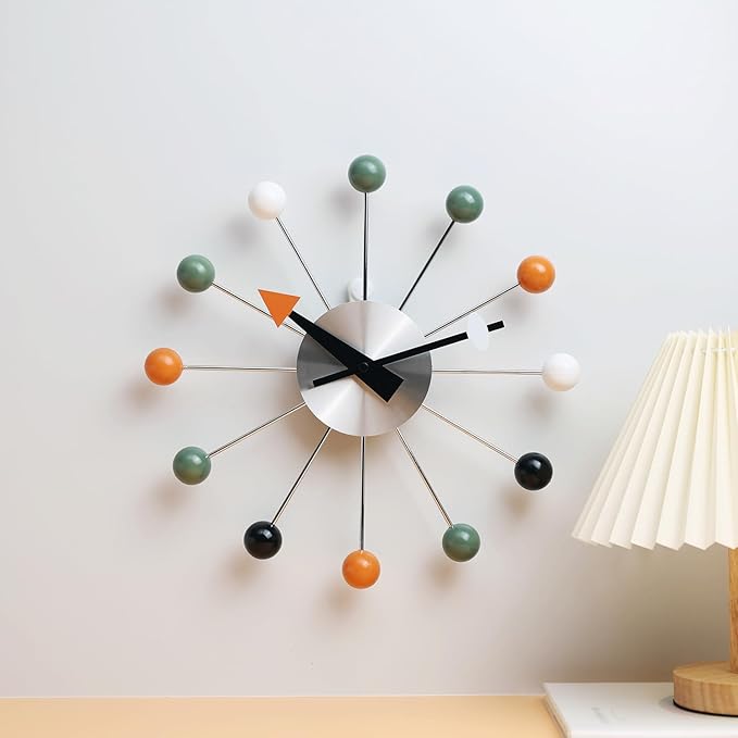 NUOVO 13 Inch Multicolor Mid Century Creative Silent Quartz Personality Funny - Image 5