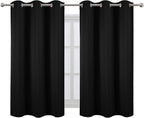 LEMOMO Black Blackout Curtains/38 x 54 Inch/Set of Two Panels Grommet Living - Image 2