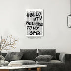 Enlaizhude Hello MTV Welcome To My Crib Quote Poster, Vintage Black White - Image 4