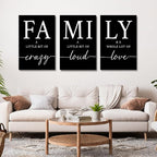 GUBIYU Black Home Dining Room Wall Art Set of 3 Family Sign Prints Canvas - Image 2