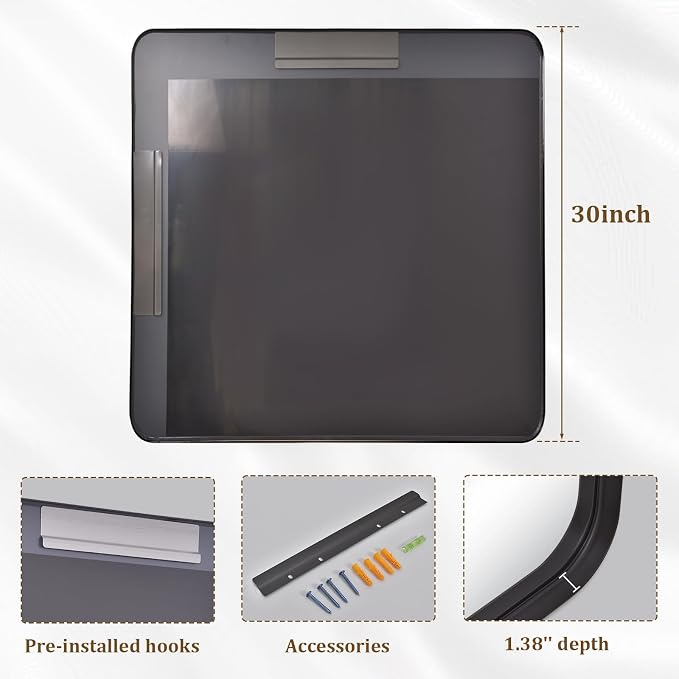 30"x 30" Black Bathroom Mirror - Image 4