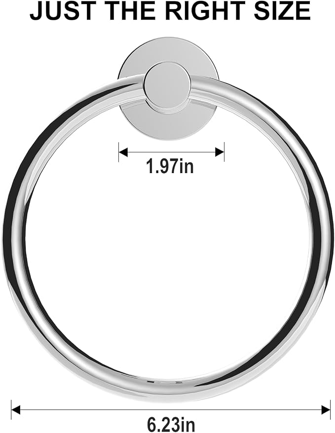 SetSail Towel Holder for Bathroom Wall 2 Packs Towel Ring Stainless Steel Heavy - Image 5