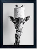 Framed Funny Bathroom Wall Art, Giraffe by Melpa+Art