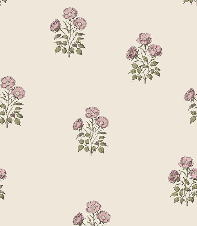 17.3"× 590.5" Vintage Floral Wallpaper Peel and Stick Boho Wallpaper Removable by LUKUUI