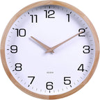 Kesin 12 Inches Wooden Round Silent Wall Clock White Wood Wall Clocks Analog by Kesin