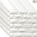 3D Wall Panels Peel and Stick 11PCS White Foam Brick Wallpaper by YULI3DH