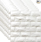 YU LI 3DH 3D Wall Panels Peel and Stick 20PCS White Foam Brick Wallpaper by YULI3DH