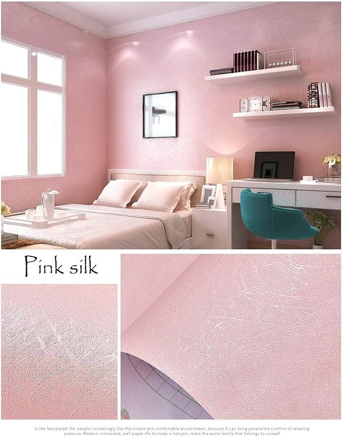Cohoo Home Silk Pink Wallpaper Peel and Stick Contact Paper Pink Textured Silk - Image 6