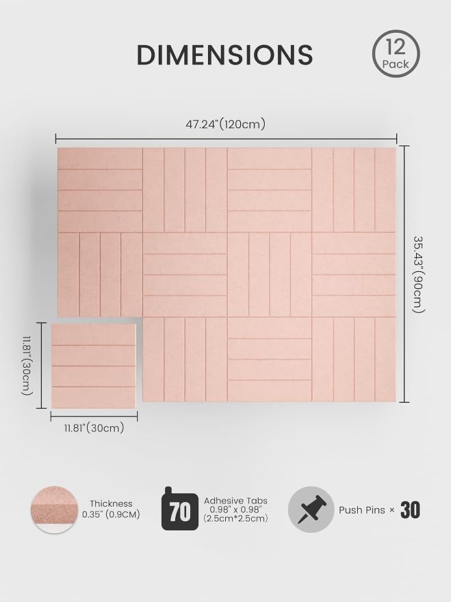 Bumusty Large Cork Board Alternative-48 x 36" Felt Bulletin Board Tiles - Image 2